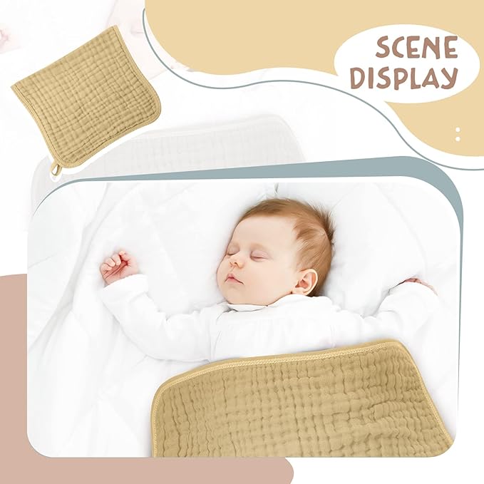 Irenare 6 Pack Muslin Burp Cloths Cotton Baby Burping Rags Large 20 x 10 Inch 6 Layers Spit up Rags Soft Absorbent Multicolor Wash Cloths Diapers for Newborn Baby Girl Boy (Light Color)