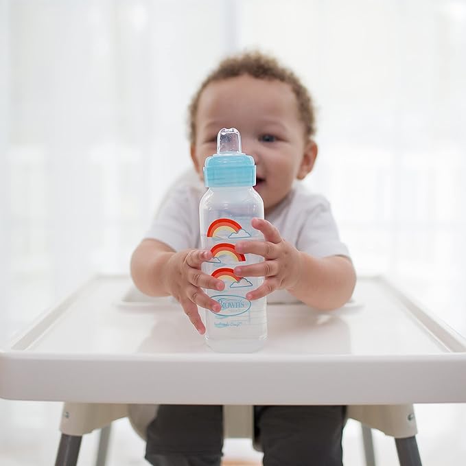 Dr. Brown's Anti-Colic Options+ Narrow Sippy Bottle Starter Kit, 8oz/250mL, with Level 3 Medium-Fast Flow Nipple and Soft 100% Silicone Sippy Spout, Blue, BPA Free, 6m+