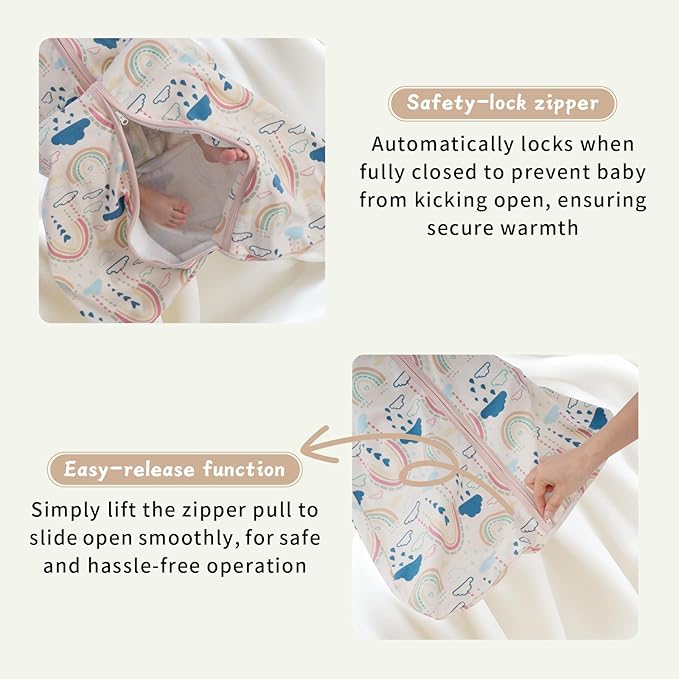 Wrrernsin Baby Sleep Sack 6-12 Months,100% Cotton TOG 0.5 Wearable Blanket for Boys and Girls, 3 Pack 2-Way Zipper Lightweight Sleeping Bags for Toddler Newborn Infant