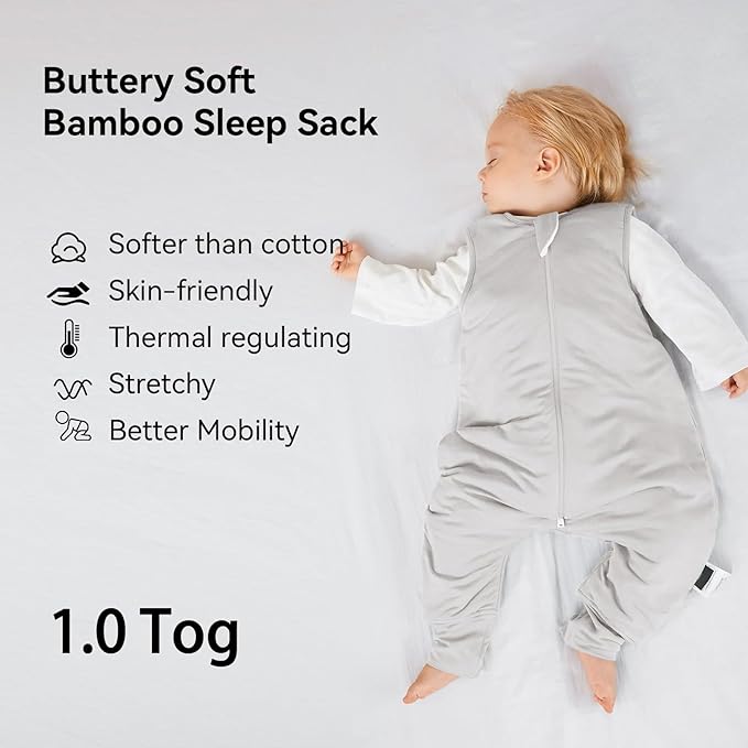 BubblePanda Rayon Made from Bamboo Toddler Sleep Sack with Feet 24-36 Months 1.0 Tog Ultra Soft Toddler Sleeping Sack 2t-3t Sleep Bag Walker Quilted Wearable Blanket with Legs 2-Way Zipper Lightweight