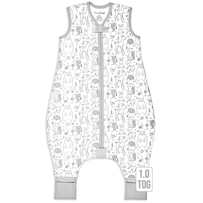 Mama Cheetah Toddler Sleep Sack with Feet 3T-4T, 1.0 TOG Organic Cotton Baby Wearable Blankets with Legs, Baby Sleeping Bag for Walkers, Early Walker Large