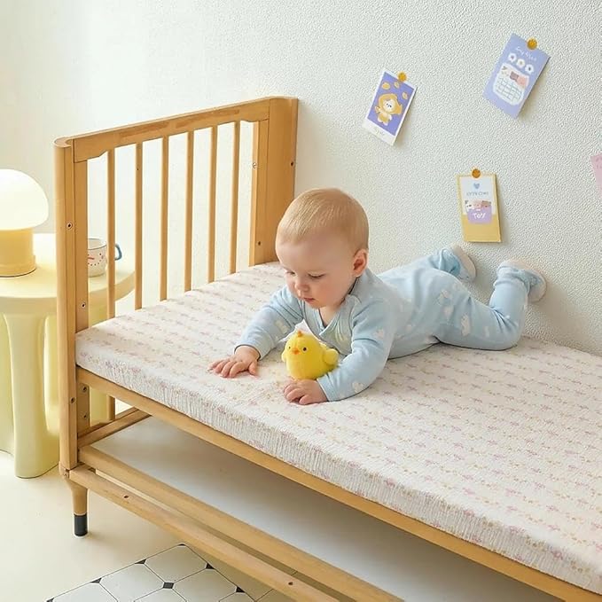Muslin Crib Sheets for Girl Boy, 100% Cotton Neutral Baby Crib Sheets Fitted for Standard Crib Mattress, Soft and Breathable - 28"x 52", 2 Pack (Mushroom)