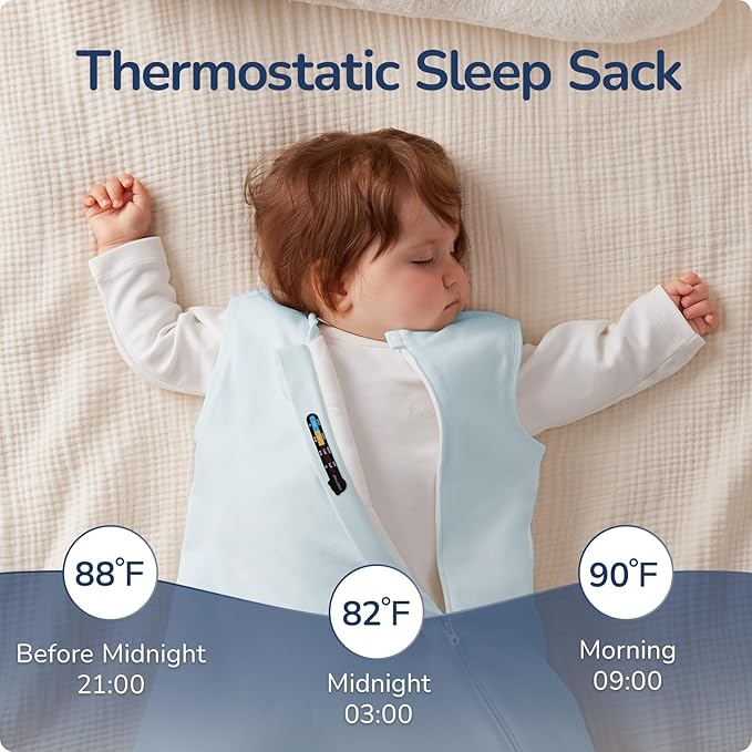 usbettas 1.0 Tog 2.5 Tog Baby Sleep Sack, 100% Cotton Baby Sleeping Bag 3-24M, 2-Way Zipper Baby Wearable Blanket
