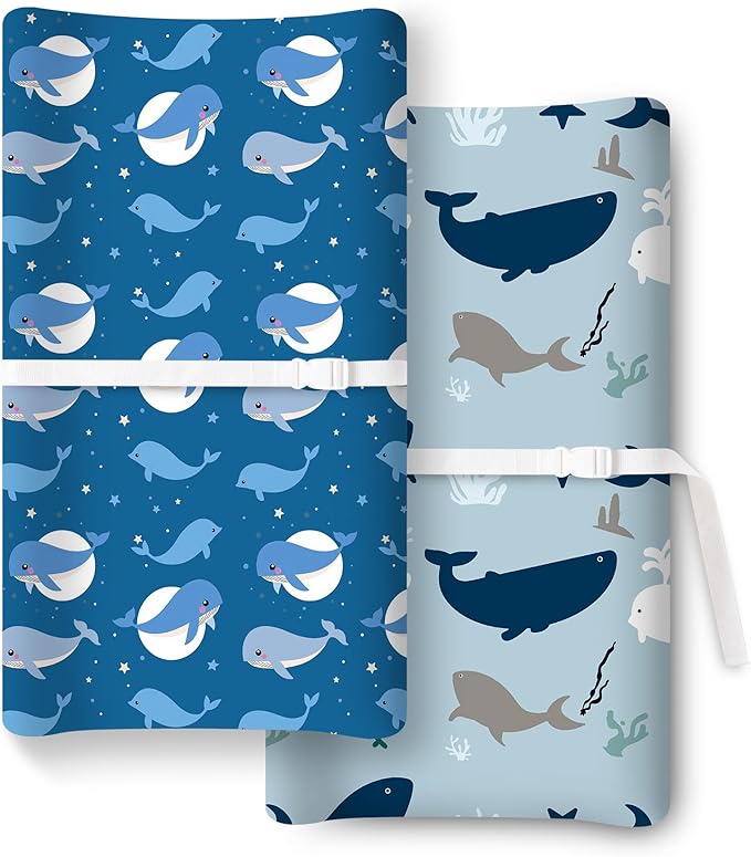 TotChill Extra Stretchy Changing Pad Cover, Ultra Soft Premium Jersey Knit Changing Pad Sheets, Unisex for Boys Girls, Fits All Standard Changing Tables/Dresser Tops - 2 Pack