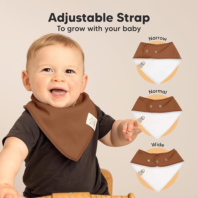 KeaBabies 8-Pack Organic Baby Bandana Bibs for Boys, Girls - Super Absorbent Triangle Baby Bibs for Drooling and Teething Infant, 100% Cotton Extra Soft for Newborn, Infant 0-36 Months (Terracotta)