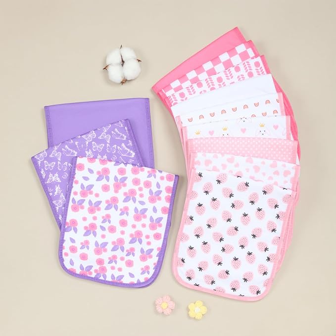 Hakochia Burp Cloths for Baby Boy & Girl Organic Cotton Large Unisex Burp Clothes Extra Absorbent Soft Neutral Burping Rags Spit Up Cloth Sets for Newborns 8 Pack
