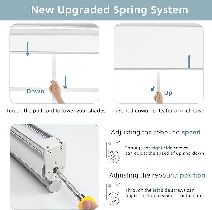ChrisDowa Cordless 100% Blackout Roller Shade, with Striped Jacquard, Thermal Insulated, UV Protection Fabric, Total Blackout Blinds for Window, French Doors, Home and Office. White, 38" W x 72" H