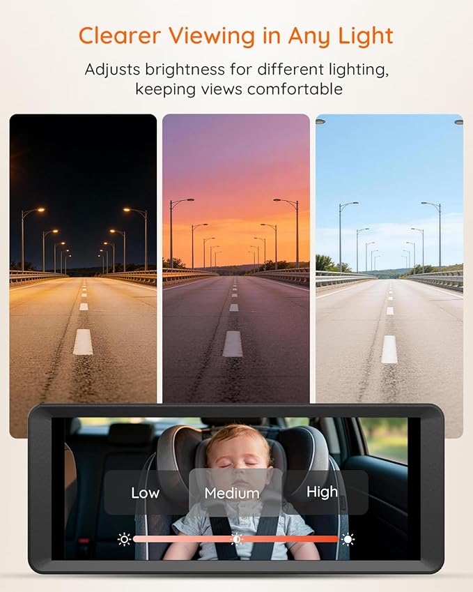 BM5 MAX 1080P HD Dual Baby Car Camera with Recording, 7.2” Split Screen Monitor for 2 Kids, Dual Car Camera Baby Monitor with Auto Night Vision, Easy Installation Carseat Camera for Baby