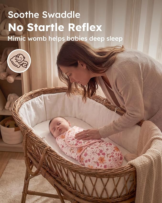 Yoofoss Baby Swaddles for Newborns 100% Organic Cotton, Adjustable Swaddle 0-3 Months 2 Zippers Newborn Swaddle Sack, Breathable Soft Durable