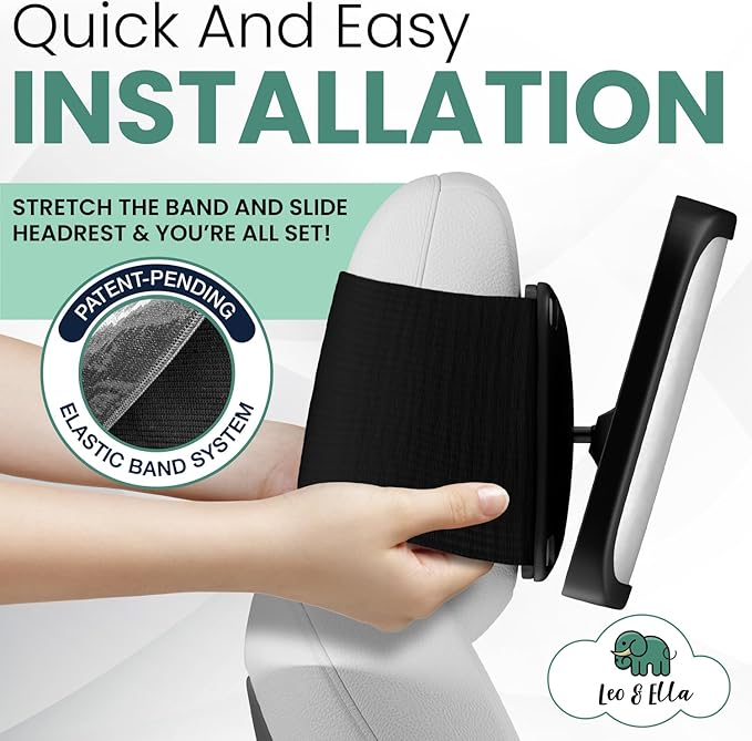 Leo&Ella Extra Large Baby Car Mirror for Tesla & Fixed Headrests, Secure View of Infant in Rear Facing Carseat with Continuous Loop System, 100% Shatterproof, 13.7 Inch Convex Mirror, 360 Rotation