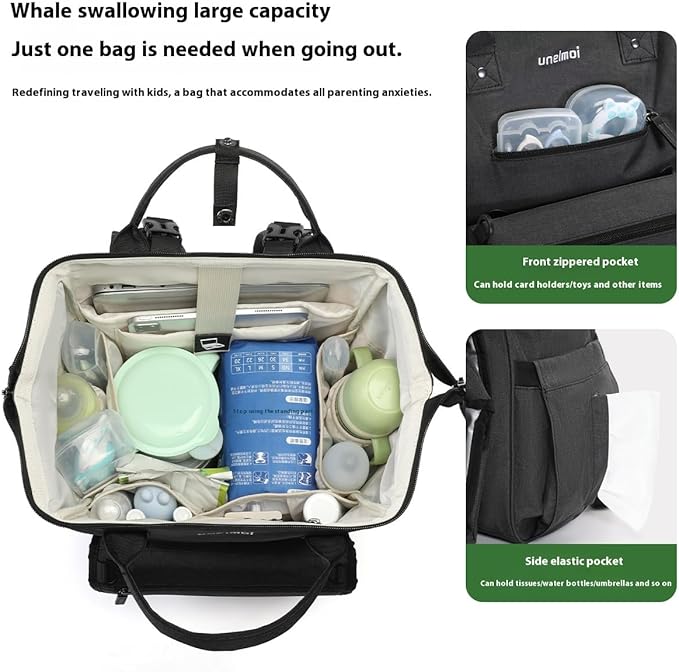 Diaper Bag Backpack for Extended Trips, Detachable Changing Pad, Large Opening Multifunctional (Gray)