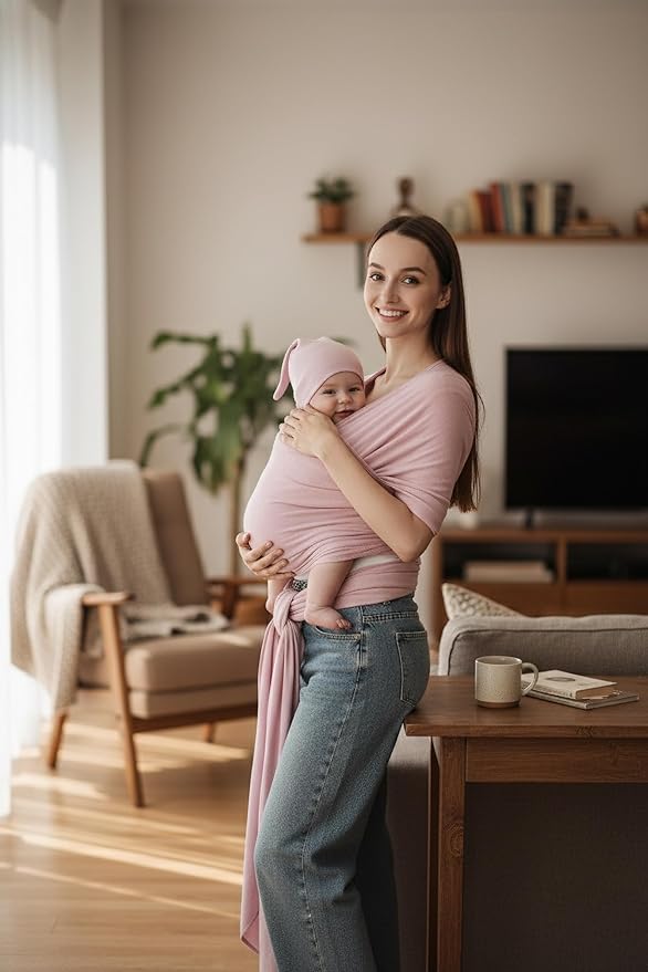 Baby Wrap Carrier for Newborns to Toddlers (8-35 lb), Modal Soft-Stretch Sling, Breathable All-Season, Quick Tie with Center Marker, Machine Washable Pink