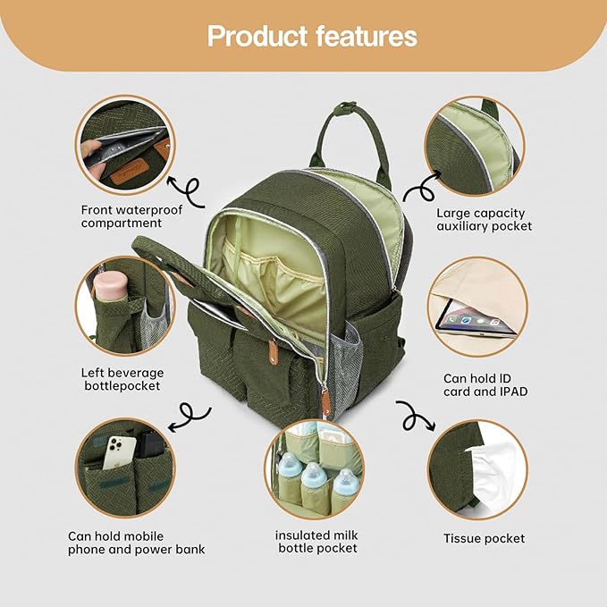 Diaper Bag Backpack 25L Capacity with Changing Pad for Boys and Girls Essential Baby Stuff for Mom (Black)