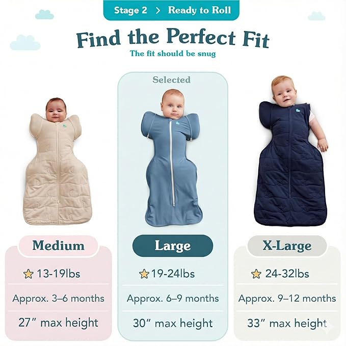 Love to Dream Swaddle UP 50/50 Transition Bag, Gray, Large, 24-30.5 lbs, Patented Zip-Off Wings, Gently Help Baby Safely Transition from Being swaddled to arms Free Before Rolling Over