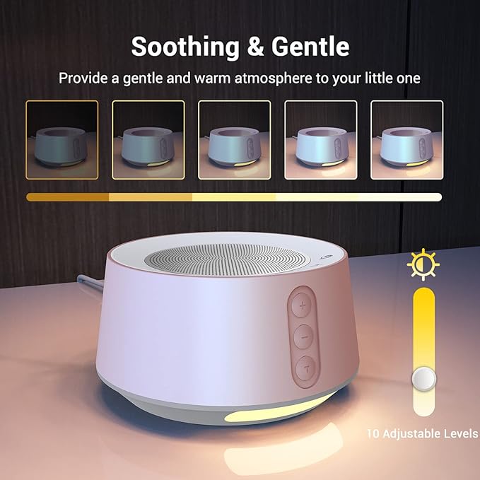 BGOVERSS White Noise Sound Machine with 20 Soothing Sounds, 10 Colors Night Light Sleep Machines Home Office Travel, 5 Timers and Memory Feature Sound Machine for Nursery Baby Kids Adults, Pink