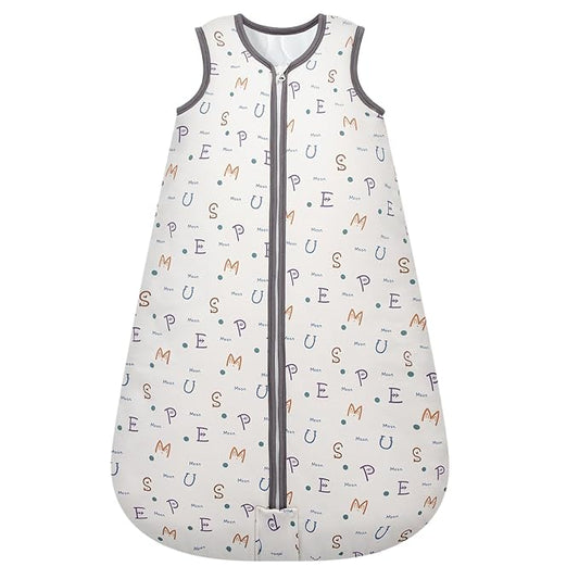 Mosebears Sleep Sack Baby Winter Wearable Blanket with 2-Way Zipper,2.5 TOG Cotton Sleep Sack Unisex (Alphabet, 0-6 Months)