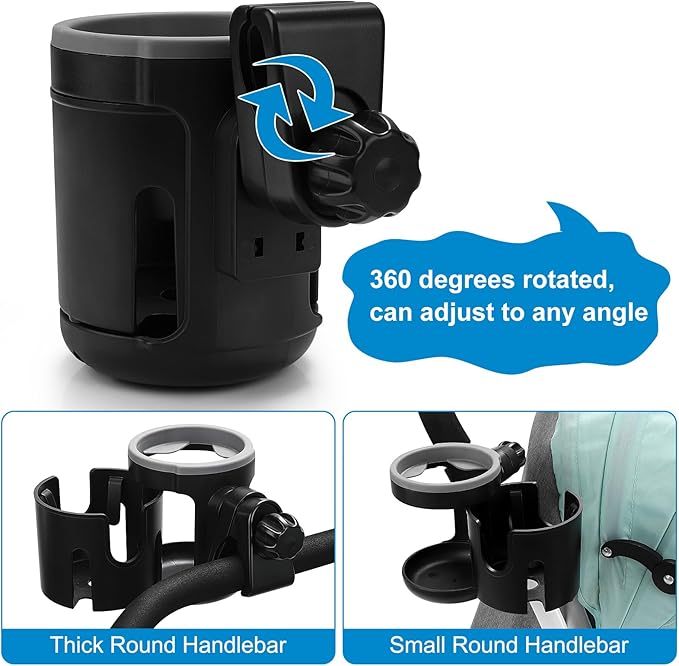 Accmor Stroller Cup Holder, Universal Cup Holder, Bike Cup Holder, 360° Rotatable Expandable Cup Holder for Stroller, Bike, Wheelchair, Walker