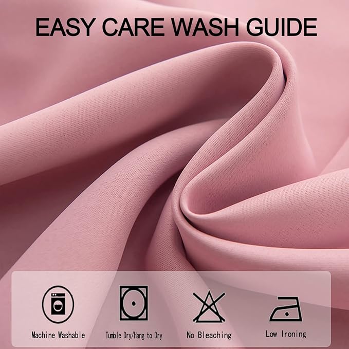 Pink Curtains for Girls Bedroom Kids Baby Room Decor Cute Double Layer Star Cutout Curtain Room Darkening Window Curtains for Nursery (Pink, 52W x 63L,2 Panels)