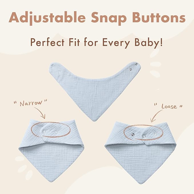 COOROBIN 8 pack-Muslin Baby Bibs, 100% Cotton Baby Bandana Drool Bibs, Ultra Soft & Absorbent for Newborns & Infants