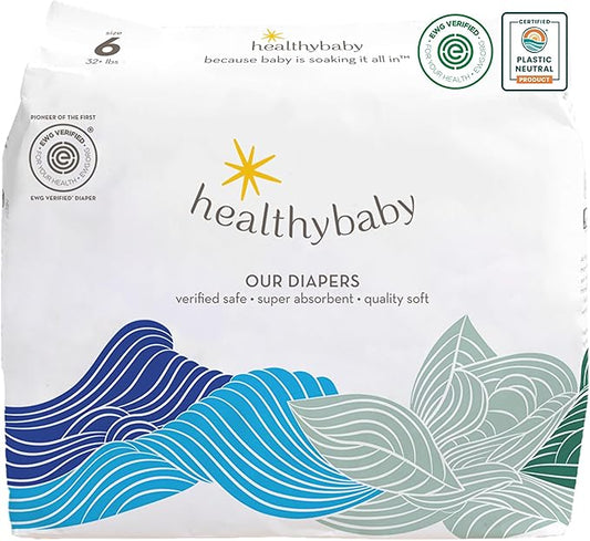 Our Diapers | The First EWG Verified & Microbiome-Friendly Diaper | 12-Hour Leak Protection | Made with Organic Cotton & Plant-Derived Materials | Totally Chlorine Free | Size 6 (32+ lbs) 26 Count