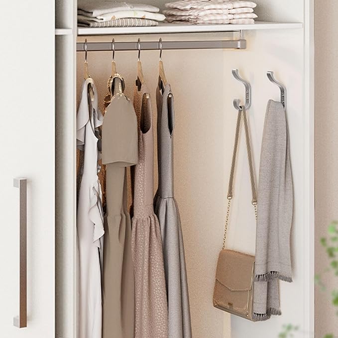 6-Pack Heavy Duty Wall Hooks - Hold 30LB for Backpacks, Towels, Coats, Keys, Clothes - Silver Wall Mounted Hooks for Bathroom, Closet, Door, Mudroom
