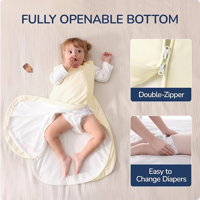 usbettas 1.0 Tog 2.5 Tog Baby Sleep Sack, 100% Cotton Baby Sleeping Bag 3-24M, 2-Way Zipper Baby Wearable Blanket
