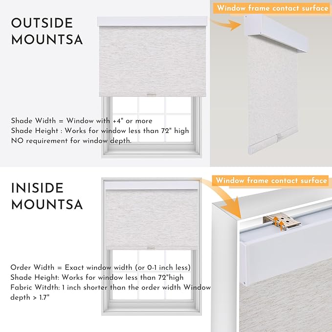 Persilux Blackout Roller Blinds for Indoor Windows, Cordless Roller Shades with Valance, Thermal Insulated Fabric Window Shades & Blinds, UV Protection Shades for Home and Bedroom (Linen,46"W x 72"H)