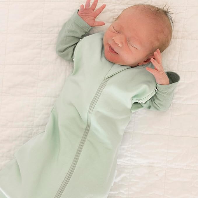 Tiny Twinkle Baby Sleep Sack 0-3 Months 1.0 TOG, Cotton & Elastane Wearable Blanket, Swaddle Transition Micro-Fleece, Machine Washable (Ice Blue)
