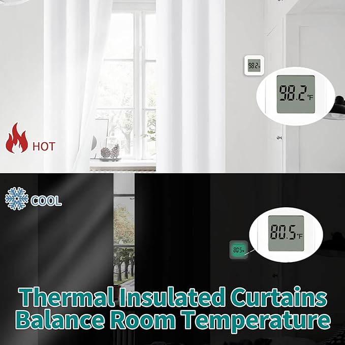 BGment White Blackout Curtains for Bedroom 63 Inch Length 2 Panels Set, Thermal Insulated Bedroom Curtains Soundproof Room Darkening Window Curtain Drapes, Each Grommet Curtains 42 Inch Wide