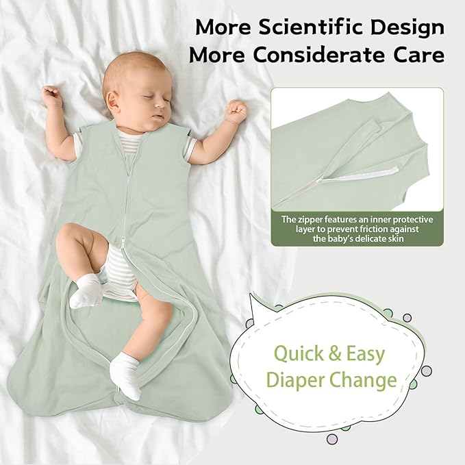 Wrrernsin 3 Pack Baby Sleep Sack 18-24 Months 100% Cotton TOG 0.5 Baby Sleeping Bag 2-Way Zipper Toddler Wearable Blankets Comfy Stretchy Summer Sleep Sacks