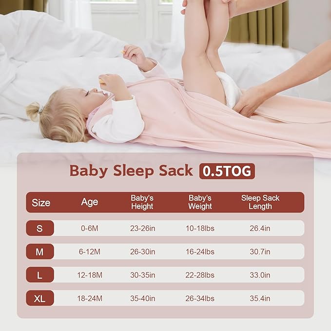 Wrrernsin 3 Pack Baby Sleep Sack 18-24 Months 100% Cotton TOG 0.5 Baby Sleeping Bag 2-Way Zipper Toddler Wearable Blankets Comfy Stretchy Summer Sleep Sacks