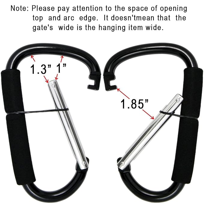 Stroller Hooks by Baby,2 pcs Carabiner Stroller Hook Organizer for Hanging Purses, Diaper Bag, Shopping Bags. Clip Fits Single/Twin Travel Systems, Car Seats and Joggers (Rose red)