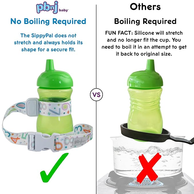 PBnJ Baby SippyPal Sippy Cup Holder Strap Leash Tether (Green Paisley 2-Pack)