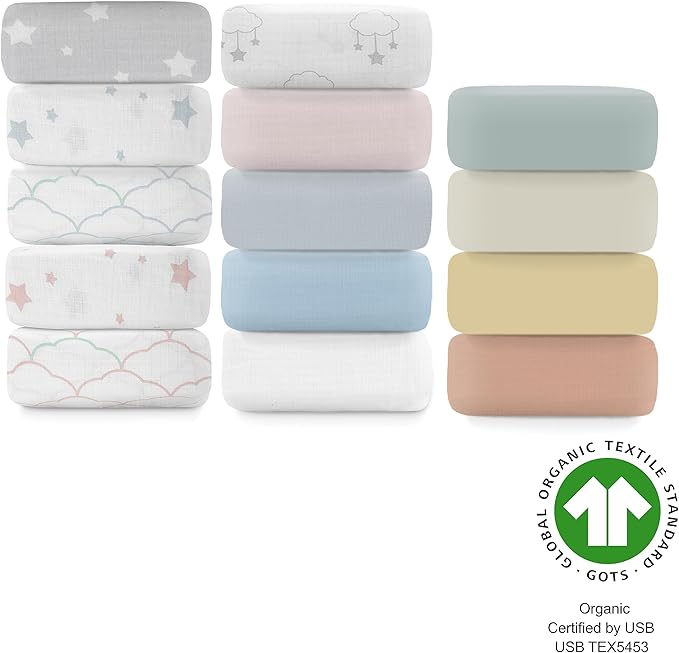 Newton Baby Fitted Crib Sheet (2-Pack) - Ultra Breathable and Soft, Organic Cotton, Fits All Standard Cribs, Wishing on a Star White