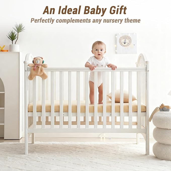 Heavyweight Muslin Baby Crib Sheets - 2PCS 52"x28" Neutral Fitted Crib Sheets for Boys Girls, Breathable Soft 100% Organic Cotton Standard Baby Mattress Sheet (Cream, Coffee)