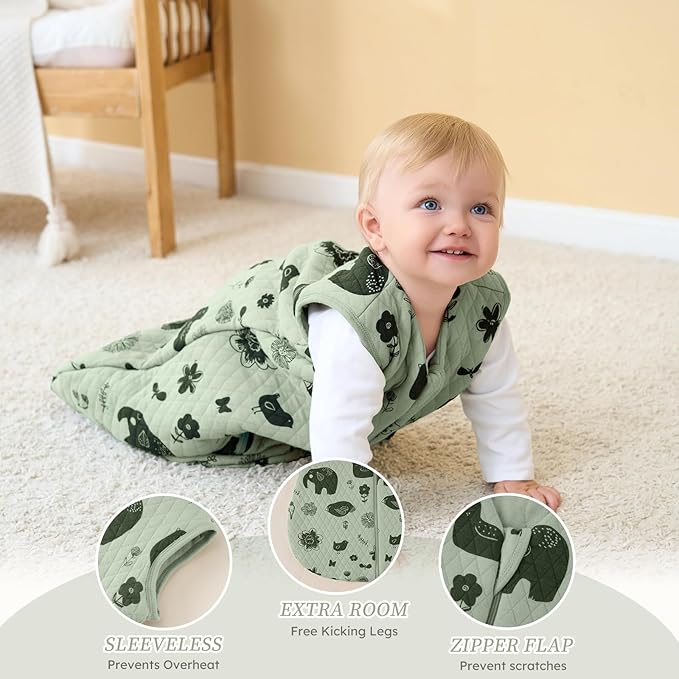 Looxii Baby Sleep Sack 0-6 Months 2.5 TOG Baby Wearable Blanket, Cotton Quilted Newborn Sleeping Bag 2-Way Zipper Warm Toddler Sleeping Sack for Winter