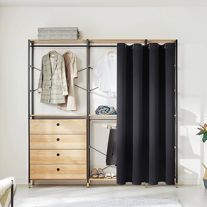 ChrisDowa Blackout Door Curtains for Doorway Privacy, Grommet Closet Curtains for Bedroom Closet Door, Thermal Insulated Temporary Doorway Cover Room Divider Drapes (1 Panel, Black, 34 x 80 Inch)