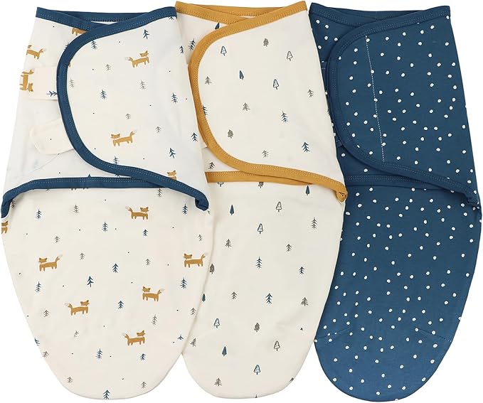 insular Baby Swaddle Wrap, Swaddle Blanket for Newborn and Infant, Adjustable Swaddling Set for Boy and Girl, Soft Cotton Baby Sleep Sack 3 Pack, Fox, Medium(3-6 Month)