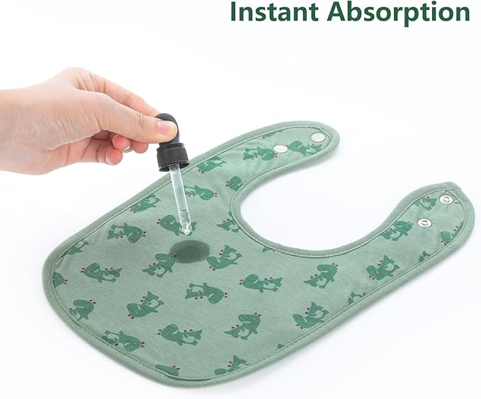 Hakochia Waterproof Baby Bibs Organic Cotton Super Soft and Absorbent With Adjustable Snap for Baby Boys and Girls