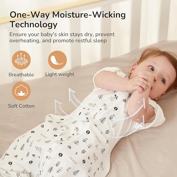 KIDIRA Transition Swaddle Sleep Sack, 3-6 Months, 12-18 lb, 2-Way Zipper, Moisture-Wicking Fabric, Snug Fit, (Munchkin Forest)