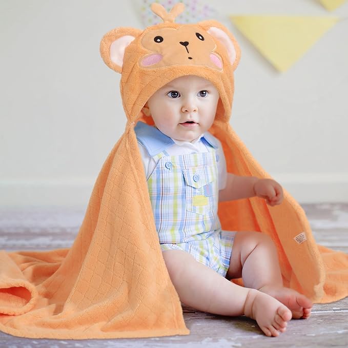 Toddler Bath Towel for Boy Girl 0-5 Years, 2 Pcs Baby Towels with Hood, Large Size 50 * 32 Inch Toddlers Towels, 2-Pack Thick Absorbent Toddler Towel with Hood