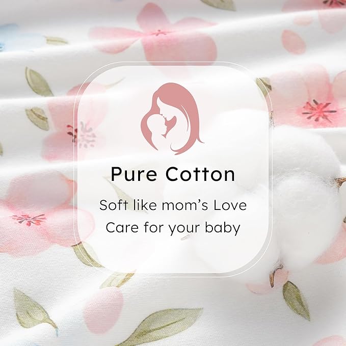 FIEMOL Baby Sleep Sack 12-18 months, 100% Cotton Sleeping Sack for Toddler, 3 Pack Baby Wearable Blanket, 0.5 Tog Lightweight Double Zipper Sleep Bag Large Pink Butterfly Flower