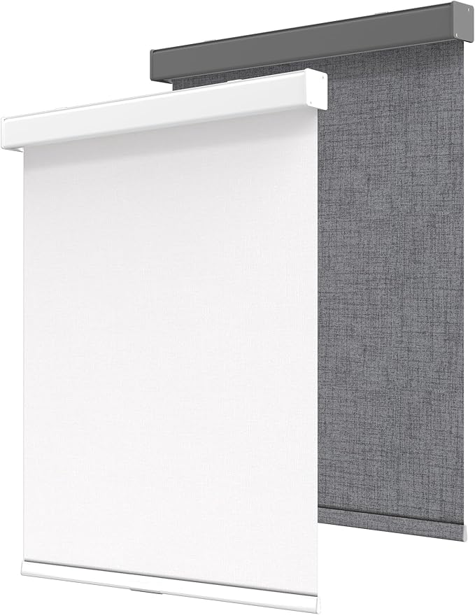 GENIMO 100% Blackout Blinds for Indoor Windows, Cordless Window Shades, Jacquard Thermal Insulated, UV Protection Fabric, Window Blinds for Home, Office, Bedroom, Easy to Install, White, 29" W X 72" H