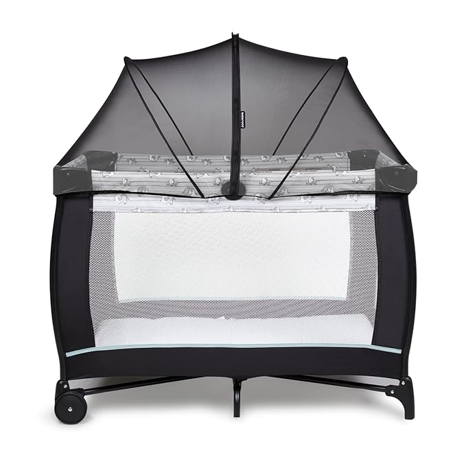 Beberoad Love Pack and Play Cover Playpen Mosquito Net Cover to Keep Cats Out Breathable Net Cover with 2-Way Zipper (Black)