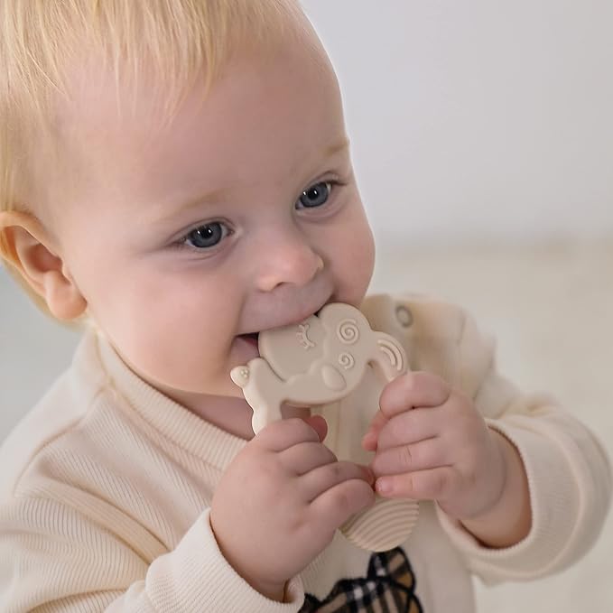 Moonkie Teething Toy, Safe & Easy to Hold BPA Free Silicone Baby Soothing Teethers, Prevent Finger Sucking Teether Toys Best for Babies 0-6 6-12 Months (Sheep Shifting Sand)