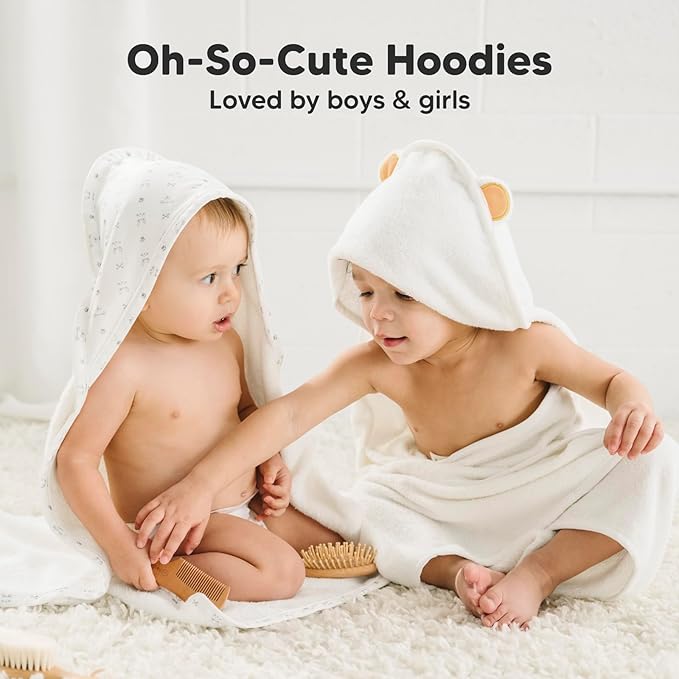 KeaBabies Hooded Baby Towel for Newborn - Viscose Derived from Bamboo Large Baby Bath Towels with Hood for Boys, Girls, Toddler, Extra Absorbent & Soft Newborn Bath Essentials (KeaStory, Regular)
