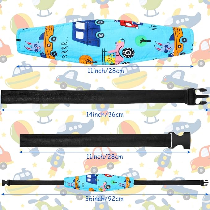 HESTYA 2 Pieces Baby Carseat Head Support Band Strap Headrest Stroller Seat Sleeping Headrest Neck Relief Head Strap Headband for Kids Children Toddler Infant(Transportation)