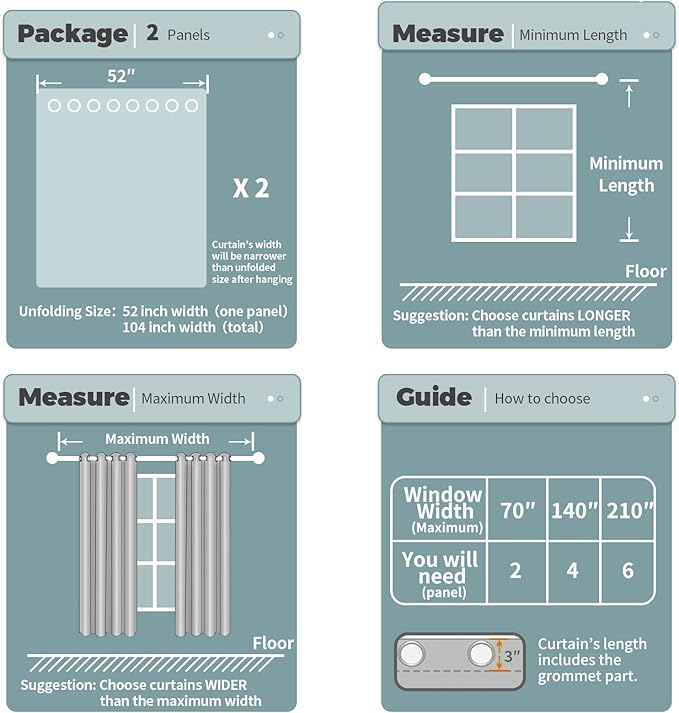 BGment Blackout Curtains for Bedroom 84 Inch Length 2 Panels Set, Thermal Insulated Bedroom Curtains Soundproof Room Darkening Window Curtain Drapes, Each Grommet Curtains 52 Inch Wide, Greyish White
