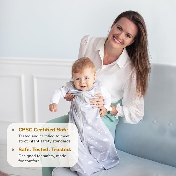Baby Sleep Sack 1.0 TOG, Organic Cotton Baby Wearable Blanket with Two-Way Zipper, Swaddle Transition Baby Sleeping Bag, All-Season Sleep Sack for Newborn Infant Toddler Boy Girl, 12-18 Months, 1-Pack