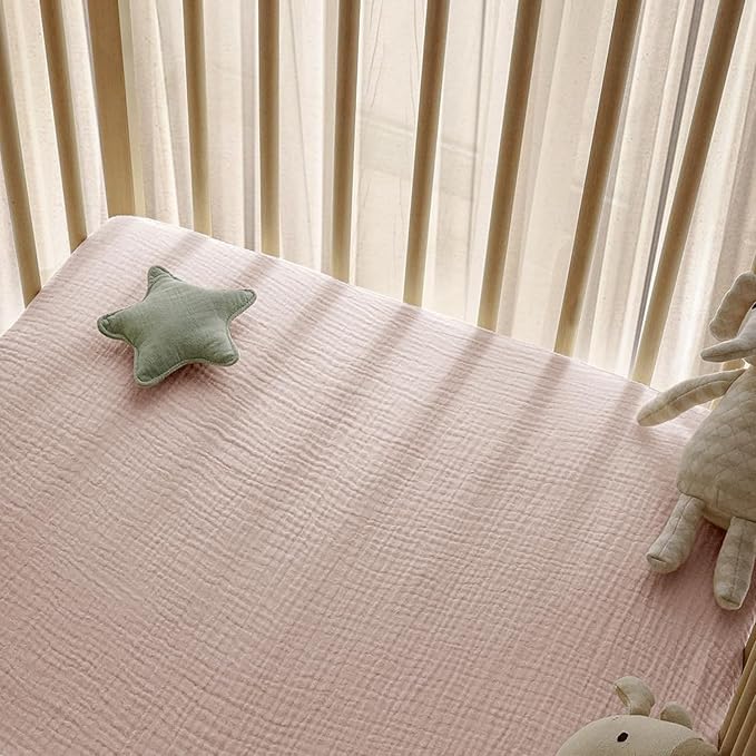 Little Grape Land Muslin Crib Sheets Fitted for Boys and Girls 2 Pack, 100% Cotton Baby Bed Sheets Soft Breathable, Neutral Fitted Baby Mattress Sheets for Standard Crib 52x28 inches, Wetland Bird